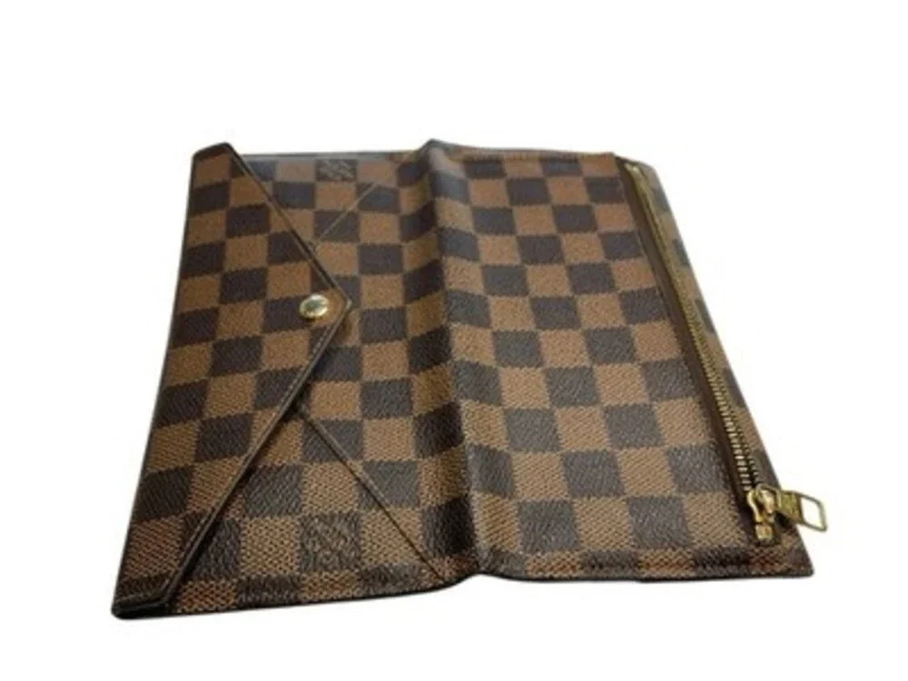 Louis Vuitton Authentic Brown Black Check Origami Long Wallet